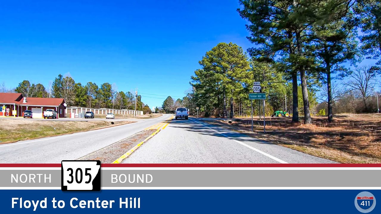 Take a quiet, scenic drive along Arkansas Highway 305 from Floyd to Center Hill in White County. This 8-mile rural route winds through rolling farmland and peaceful countryside, ending just west of Searcy at Highway 36.