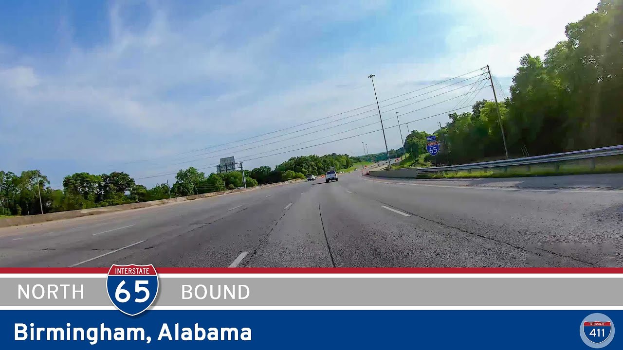 Drive 3.4 miles north on Interstate 65 through Birmingham, Alabama, from the I-20/59 interchange to the junction with I-22. This industrial corridor passes through rail yards, historic neighborhoods, and vital freight routes, linking central Birmingham with the expanding I-22 corridor.