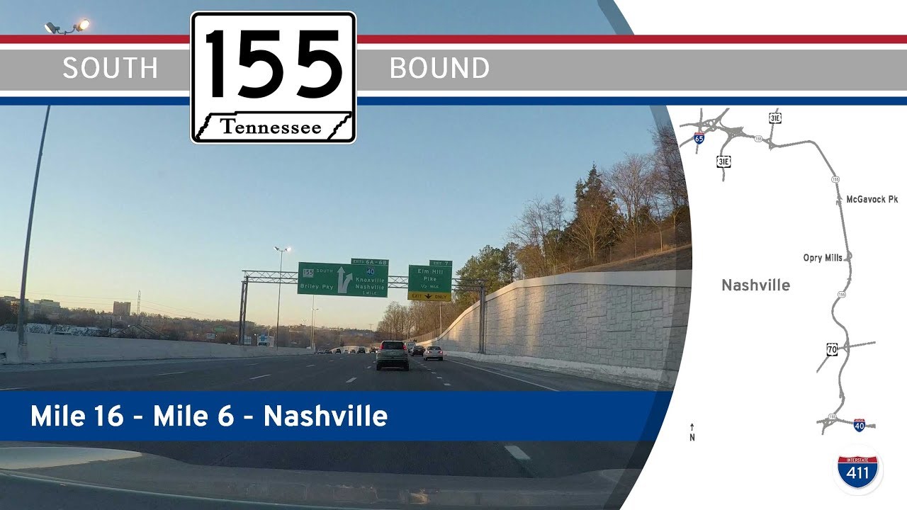 Tennessee Route 155: Southbound in Nashville