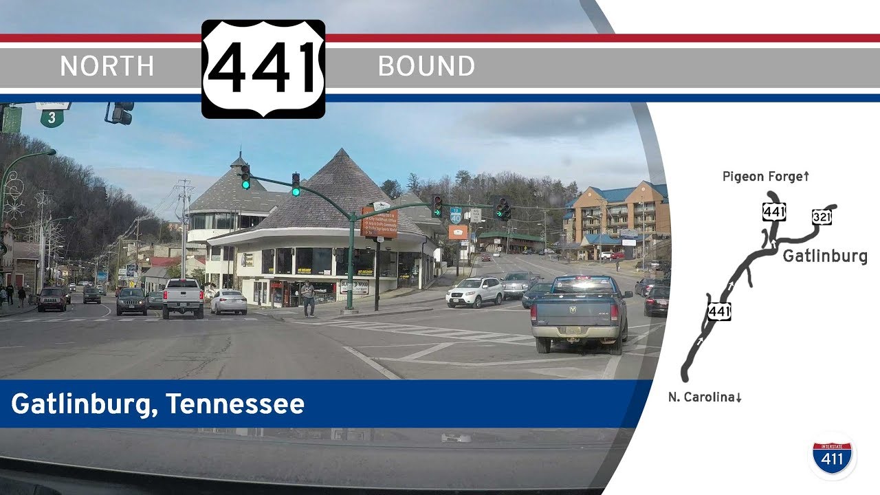 U.S. Route 441: Northbound in Gatlinburg, Tennessee